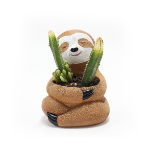 Sloth Flower Pots Succulent <strong>Planter</strong> Indoor Outdoor Resin Plant Cactus Pot Container With Drainage Hole Desktop Home Office