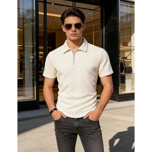 Camiseta Polo con Cierre para Hombre FOXA, Manga Corta, Tejida, Informal, para Golf, Corte Regular - Product Image 3