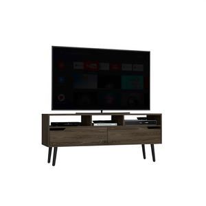 Mobile TV Oslo in Noce Scuro, 50-54 Pollici, in Legno, Stile Mid-Century Moderno, per Soggiorno, con Cassetti e Ripiani - Product Image 1