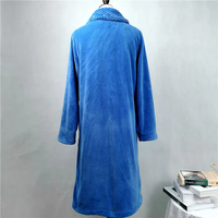 Peignoir à capuche en flanelle bleue pour femme, doux et thermique, long, boutonné sur le devant, en polaire corail, vêtement d'intérieur d'hiver