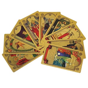 Cartes de Tarot <span class=keywords><strong>Oracle</strong></span> en Feuille d'Or 78 Cartes Vente en Gros Jeux de Société Personnalisés pour la Famille Boîte à Rabat en Plastique à Coins Arrondis - Durable - Product Image 2