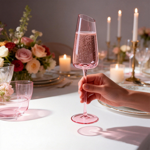 كأس نبيذ أحمر فاخر من الكريستال الوردي مصنوع يدويًا 100% من CnGlass، كأس شرب للحفلات والأعراس - Product Image 2