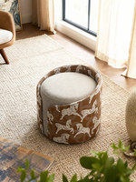 Tabouret de maquillage et chaise de coiffeuse en tissu imprimé style rétro français Donna pour chambre, maison d'hôtes, appartement, mobilier de maison