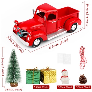 Modelo <span class=keywords><strong>de</strong></span> camión rojo <span class=keywords><strong>de</strong></span> Metal Vintage hecho a mano, juguetes para niños, artesanías navideñas personalizadas para niños, decoración <span class=keywords><strong>de</strong></span> adornos navideños - Product Image 4