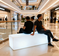 Ensemble de bancs et chaises longs en plastique LED résistant à l'eau Glow Events pour la maison, le bar, la salle de sport, l'hôtel, la salle à manger, l'extérieur et l'usage commercial