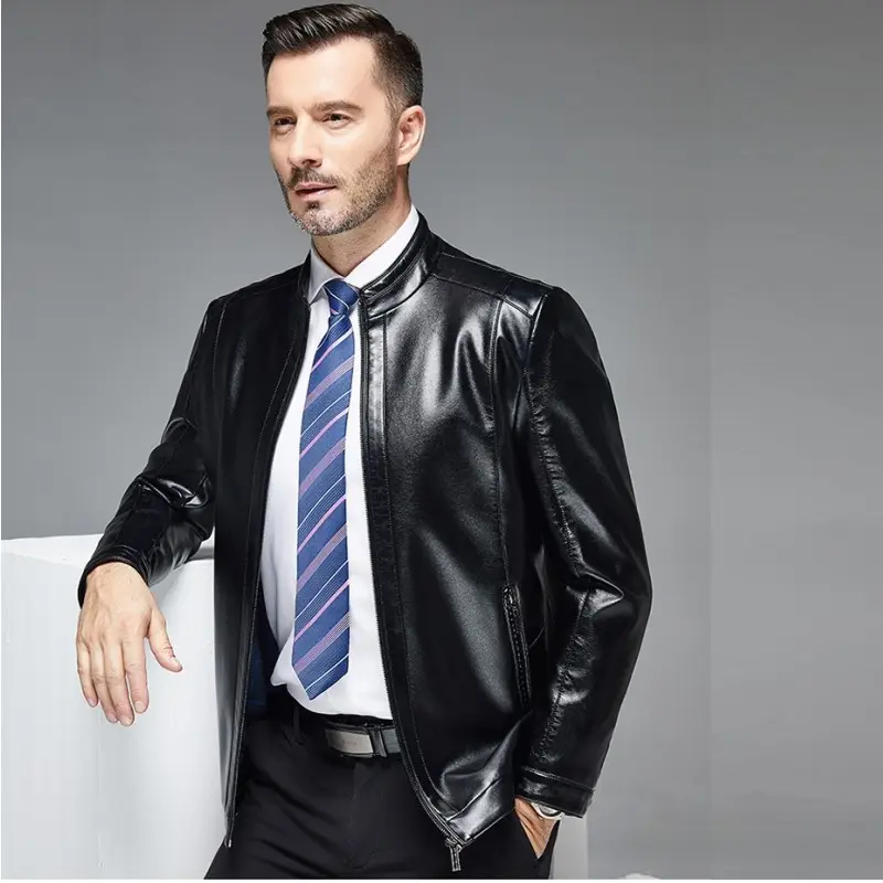 Wholesale Fashion Men Racer Motorcycle real genuine Leather Jackets short Coat Black Brown Leather Jacket