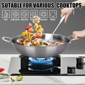 Wok de Lujo de Acero Inoxidable Triple Martillado con Tapa de Vidrio y Asas de Acero Inoxidable, Aceptamos OEM y ODM - Product Image 5