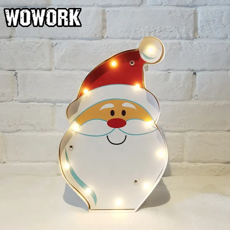 2024 WOWORK, regalo de Navidad creativo, LED Decoración de mesa de batería, luz nocturna de Papá Noel para Festival