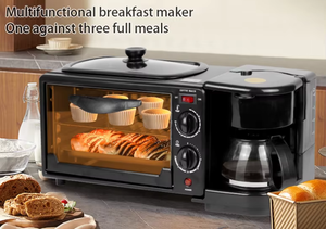 Máquina de <span class=keywords><strong>Desayuno</strong></span> Multifuncional 3 en 1 <span class=keywords><strong>con</strong></span> Horno, Sartén y Cafetera de Plástico para Uso Doméstico - Product Image 4