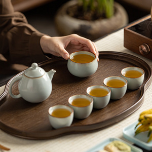 Taza de té Ru Ware de porcelana con esmalte craquelado, estilo tradicional chino, para degustación de té Kung Fu, taza para aroma. - Product Image 4