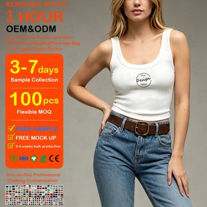 Servicio de Diseño Personalizado, Camiseta sin Mangas para Mujer, Camiseta de Algodón y Elastano con Apliques Bordados, Camiseta sin Mangas de Verano para Mujer - Product Image 1