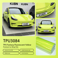 Película Protectora de TPU para Automóviles, Color Amarillo Fluorescente Fantasía, Película TPU Antiarañazos