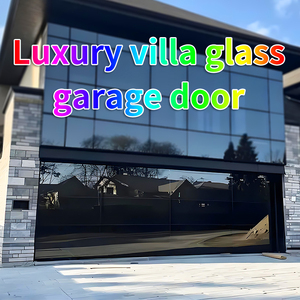 Maison de luxe <span class=keywords><strong>Porte</strong></span> de <span class=keywords><strong>garage</strong></span> électrique moderne noire en verre sans cadre <span class=keywords><strong>Porte</strong></span> de <span class=keywords><strong>garage</strong></span> en alliage d'aluminium avec moteur - Product Image 4