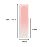 Flacon de brillant à lèvres carré de 6 ml, couleur dégradée, emballage individuel, rouge, en plastique