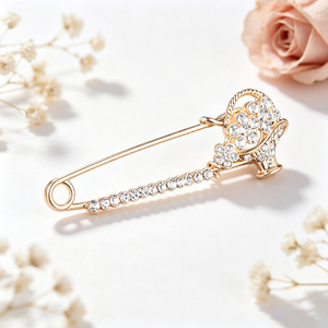 Fashion Accessories Wholesale Zinc Alloy Inlaid Crystal Brooch <b>Pins</b> Custom Rhinestone Safety Clips for Women Scarf Garment - Product Image 3