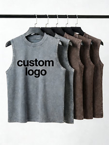 Chaleco sin Mangas para Hombre, Estilo Holgado, Cuello Redondo, Algodón Lavado con Ácido, Impresión Digital 3D de Alta Calidad, Logotipo Personalizado, Camisetas Lisas al por Mayor - Product Image 1
