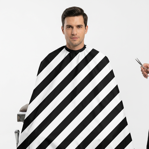 Capa de Peluquería con Diseño Icónico de Rayas Diagonales - Capa de Barbero Impermeable y Cómoda con Cuello Ajustable - Product Image 3