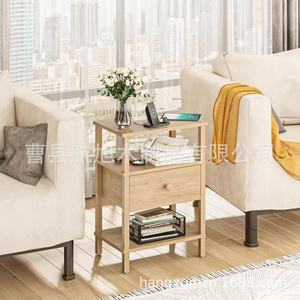 Mesita de noche de madera con cajón y estante para dormitorio, sala de estar, organizador de almacenamiento - Product Image 1