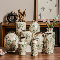 Vase en céramique vintage fait à la main avec glaçure craquelée, style rustique, style cottage, pot de fleurs moderne, décoration de table, de bureau, de centre de table