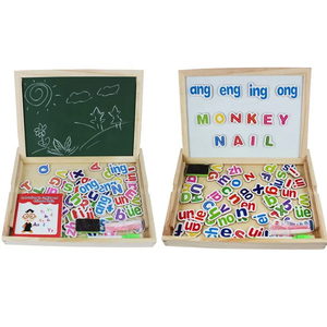 Puzzle magnétique en bois double face polyvalent - Tableau de dessin portable pour enfants pour l'apprentissage des phonétiques et de l'écriture - Product Image 2