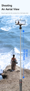 F15 2025 Nouveau bâton de selfie trépied de 1,7 m de long avec poignée texturée antidérapante et résistante à la transpiration, avec pince pour téléphone détachable - Product Image 3