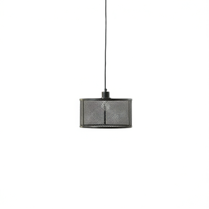 Luminaire suspendu en métal maillé, abat-jour cylindrique noir, éclairage intérieur - Product Image 1