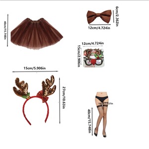 Disfraz de Reno PESENAR con tutú de diadema de asta, vestido de animal para Halloween Navidad <span class=keywords><strong>Safari</strong></span> fiesta de cumpleaños marrón - Product Image 2