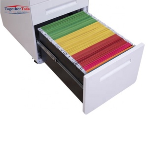Armoire de rangement métallique en acier à trois niveaux, verrouillable, avec roulettes et mobile, pour dossiers, vente en gros, abordable et durable - Product Image 6
