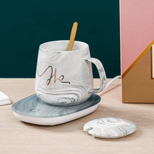 Juego de <span class=keywords><strong>tazas</strong></span> de cerámica rosa para pareja Ins, caja de regalo, calentador con Control de temperatura, taza de café inteligente - Product Image 6