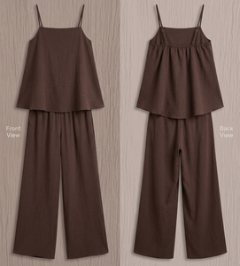 Conjunto de Pantalones de Playa para Mujer, Top sin Mangas con Pantalones Anchos, Atuendo Casual de 2 Piezas para Viaje, Fabricante Personalizado - Product Image 1
