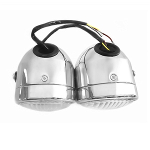 <span class=keywords><strong>Phare</strong></span> de <span class=keywords><strong>moto</strong></span> double <span class=keywords><strong>rond</strong></span> classique <span class=keywords><strong>vintage</strong></span> chromé pour motos personnalisées - Product Image 3