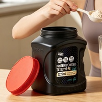 Bouteille en plastique PE noire de 3225 ml avec poignée, fabriquée en Chine, de qualité alimentaire, pour l'emballage de poudre de protéines, de sirop et de sauce