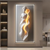 Peinture Murale Suspendue Abstraite Décorative Moderne Luxe Léger pour Hall d'Entrée ou Couloir, Lampe Murale à Relief Avancé avec Support sur Toile