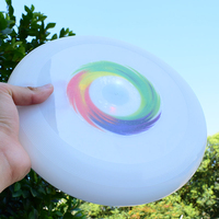 Glow UFO Flat LED Light-Up Flying Disc 26.5cm Jeu de sport de plein air personnalisé en plastique souple noir et blanc