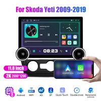 11.8 "Berlian tombol ganda 2K QLED layar 2 Din Android mobil Radio untuk Skoda Yeti 2009-2019 Stereo Android Auto Carplay