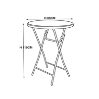 Tables de bistrot hautes en plastique HDPE, pliables et portables, pour la location de fêtes, table de bar ronde pliable