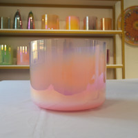 Bol chantant en cristal de quartz pur rose nacré HF pour la méditation, fabriqué en usine, pour la guérison sonore et l'alchimie.