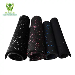 Màu xanh lá cây tháp thể thao thời trang phong cách không thấm nước phòng tập thể dục sàn màu đen tinh khiết mật độ cao EPDM cao su mat - Product Image 1