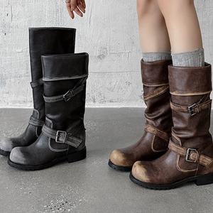 Botas de Nieve Modernas y Versátiles de Media Pantorrilla para Mujer, con Tacón Alto y Grueso, Forro de Piel, Cierre Deslizante, Otoño Invierno - Product Image 3