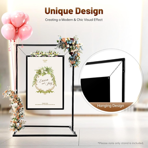 Papan Tanda Trotoar Modern yang Dapat Dilepas, Dekorasi Pesta Bisnis & Pernikahan, Rak <span class=keywords><strong>Display</strong></span> Logam 3.6Ft/4.9Ft untuk Penggunaan Dalam & Luar Ruangan - Product Image 3