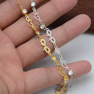 Bracelet en argent S925 avec breloque fine pour femme, bracelet en corde plaqué DIY, nœud papillon, perle, bague à main avec plateau vide, accessoires de bijoux - Product Image 2