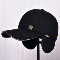 Gorra de Béisbol de Invierno para Hombre con Protección para las Orejas, Ajustable, de Ala Ancha, de 6 Paneles, de Lona, con Cierre de Hebilla Metálica, Estilo Coreano
