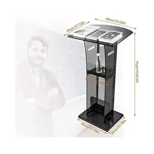 Fabricante fornecedor de fábrica púlpito acrílico transparente acrílico plexiglass pódio curvo para sala de estar