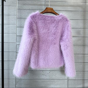 Blazer court en fausse fourrure respirant et chaud pour <span class=keywords><strong>femme</strong></span>, style coréen vintage, couleur unie, toutes saisons, nouveauté 2025 - Product Image 3