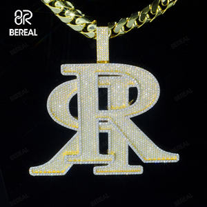 Personalizado 18K oro Vermill Moissanite inicial nombre colgante estilo Hip Hop 925 Serling plata Vvs diamante colgante cadena hombres joyería - Product Image 2