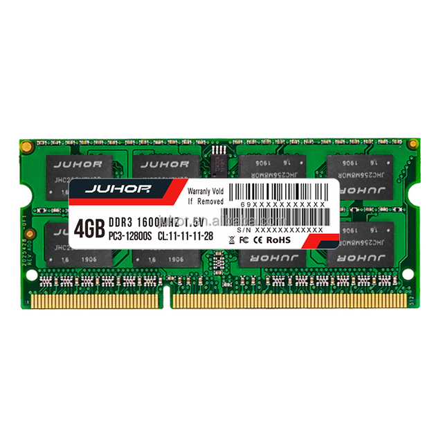 JUHOR Laptop Memory RAM DDR3/DDR3L SODIMM 204PIN 2GB/4GB/8GB in Stock PC3-1.5V/1333MHZ PC3L-1.35V/10600 12800
