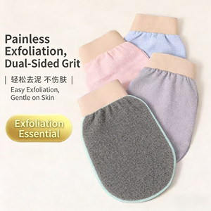 Gants exfoliants pour le corps en soie naturelle 100% pure, écologiques, couleur unie, pour toutes les saisons, élimination des peaux mortes - Product Image 4