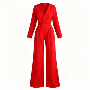 Completo tailleur <span class=keywords><strong>pantalone</strong></span> rosso senza maniche <span class=keywords><strong>taglie</strong></span> <span class=keywords><strong>forti</strong></span>, in tessuto a tinta unita, con bottoni, stile blazer, per ufficio e occasioni formali, con pantaloni a gamba larga - Product Image 2