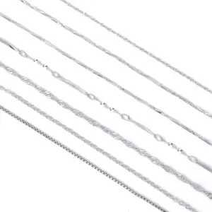 Wholesale elegant necklace solid 925 sterling silver radium chain bulk