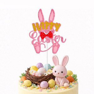 DAMAI <b>Easter</b> <b>Egg</b> Bunny Cake Decorating Inserts Blue-Pink Two-Tone Paper Party Picks for Holiday Dessert Tabletop Decor Supplies - Product Image 6
